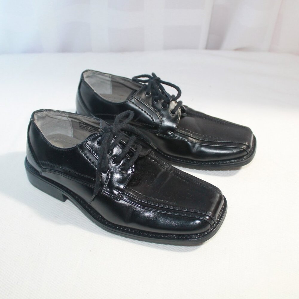 Stacy Adams Black Lil Bowman Bike Toe Oxford Dress Shoes, Boys 13M